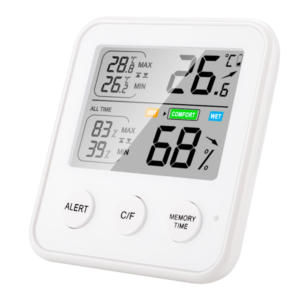 Magnetischer Digital Indoor Thermometer Hygrometer   Feuchtigkeitsmesser (Batteriebetrieben) - Weiss