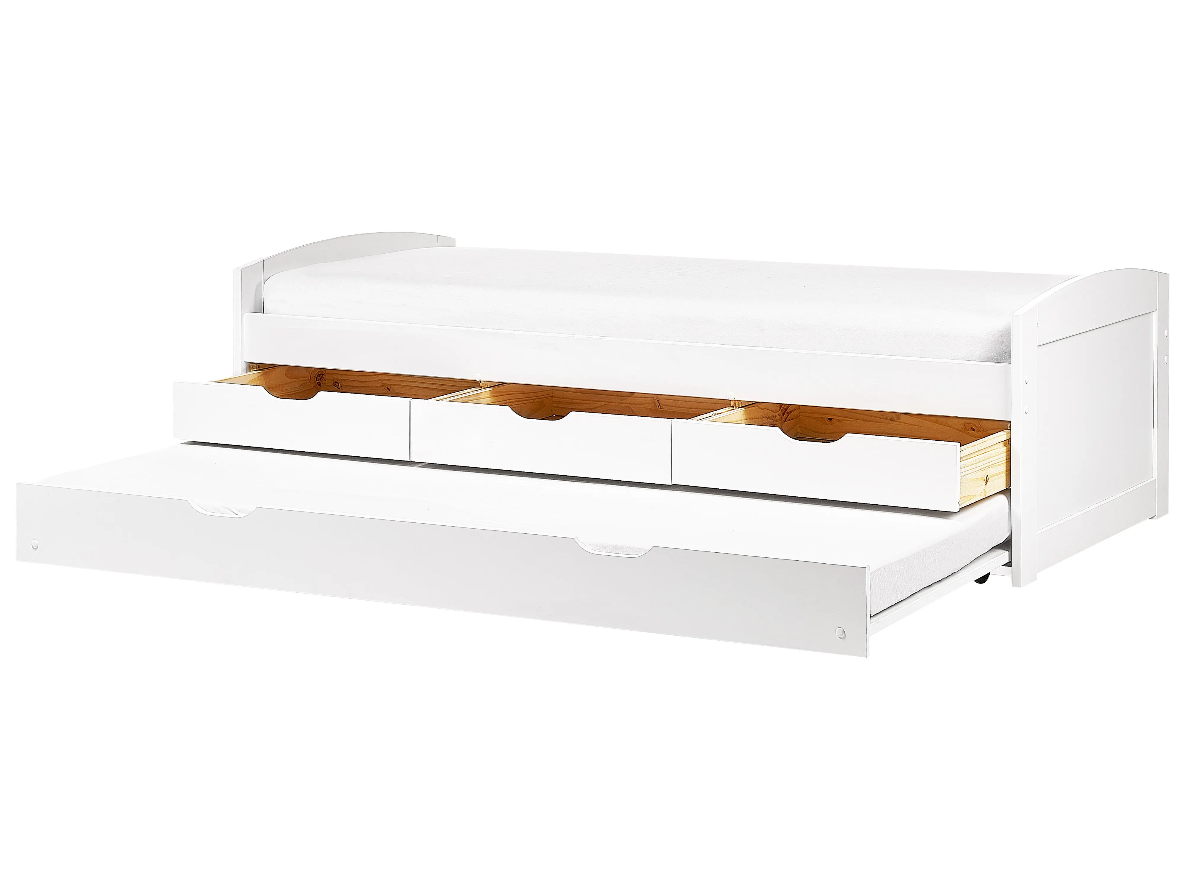 Onderschuifbed Dennenhout PETIVILLE 90 x 200 cm Wit