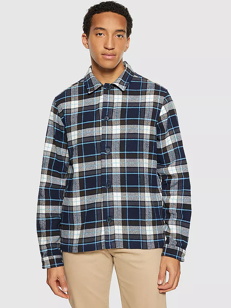 KNOWLEDGE COTTON APPAREL Flanell Overshirt Regular Fit blau