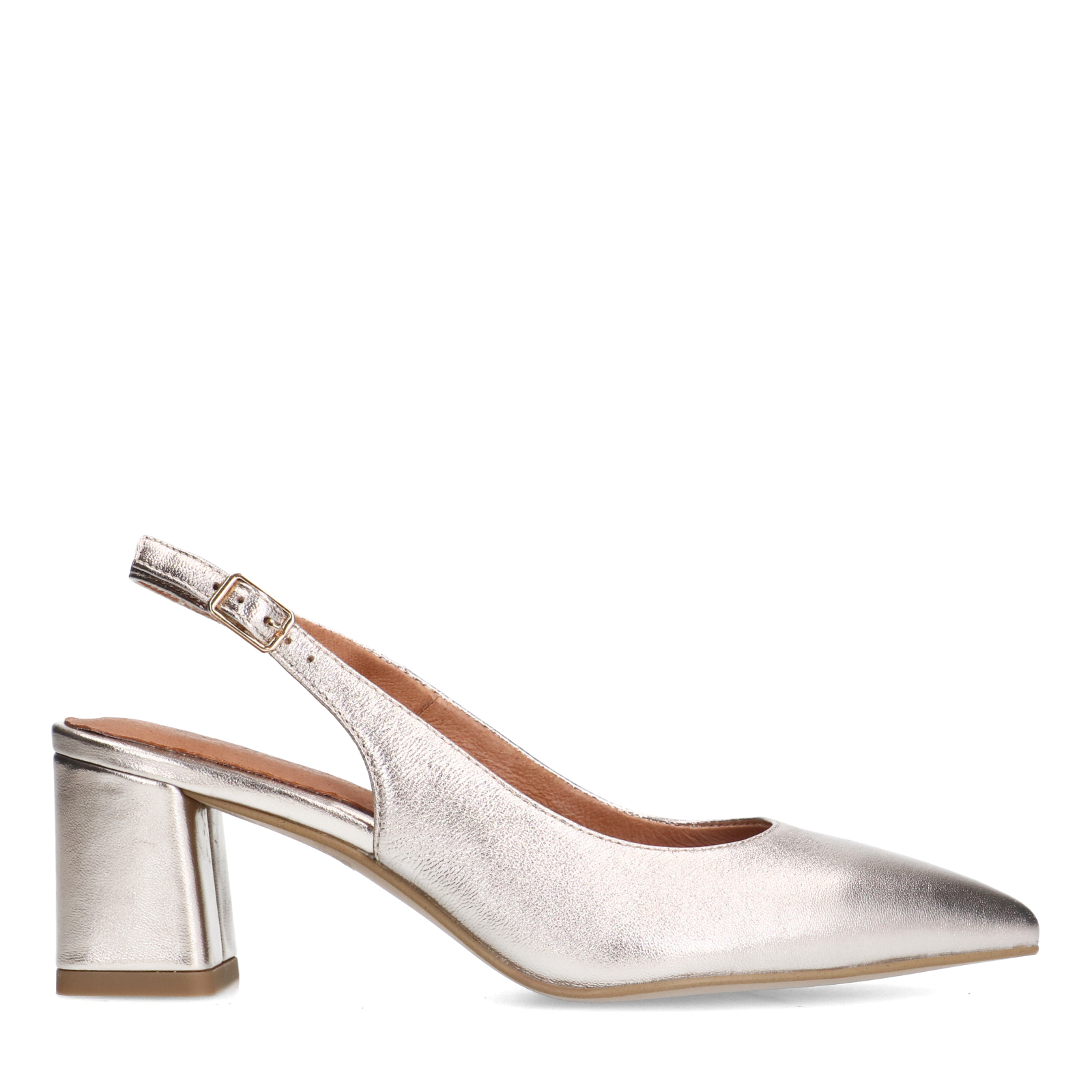 Goudkleurige leren slingbacks