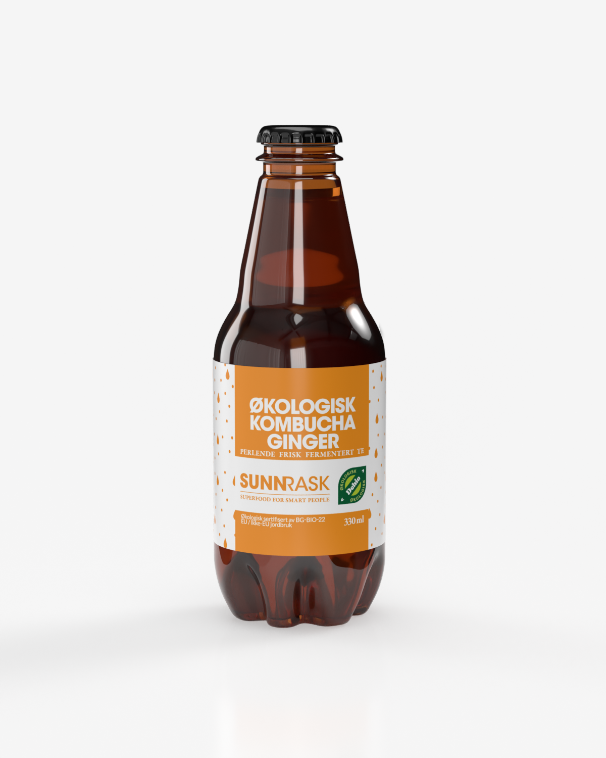 SunnRask Økologisk Kombucha Ingefær 6x330ml - SEKSPAKNING