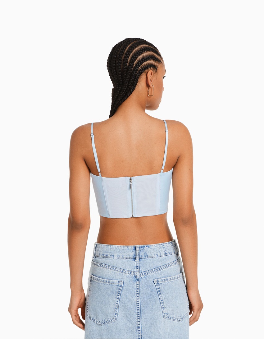 Top corset de cetim com alças