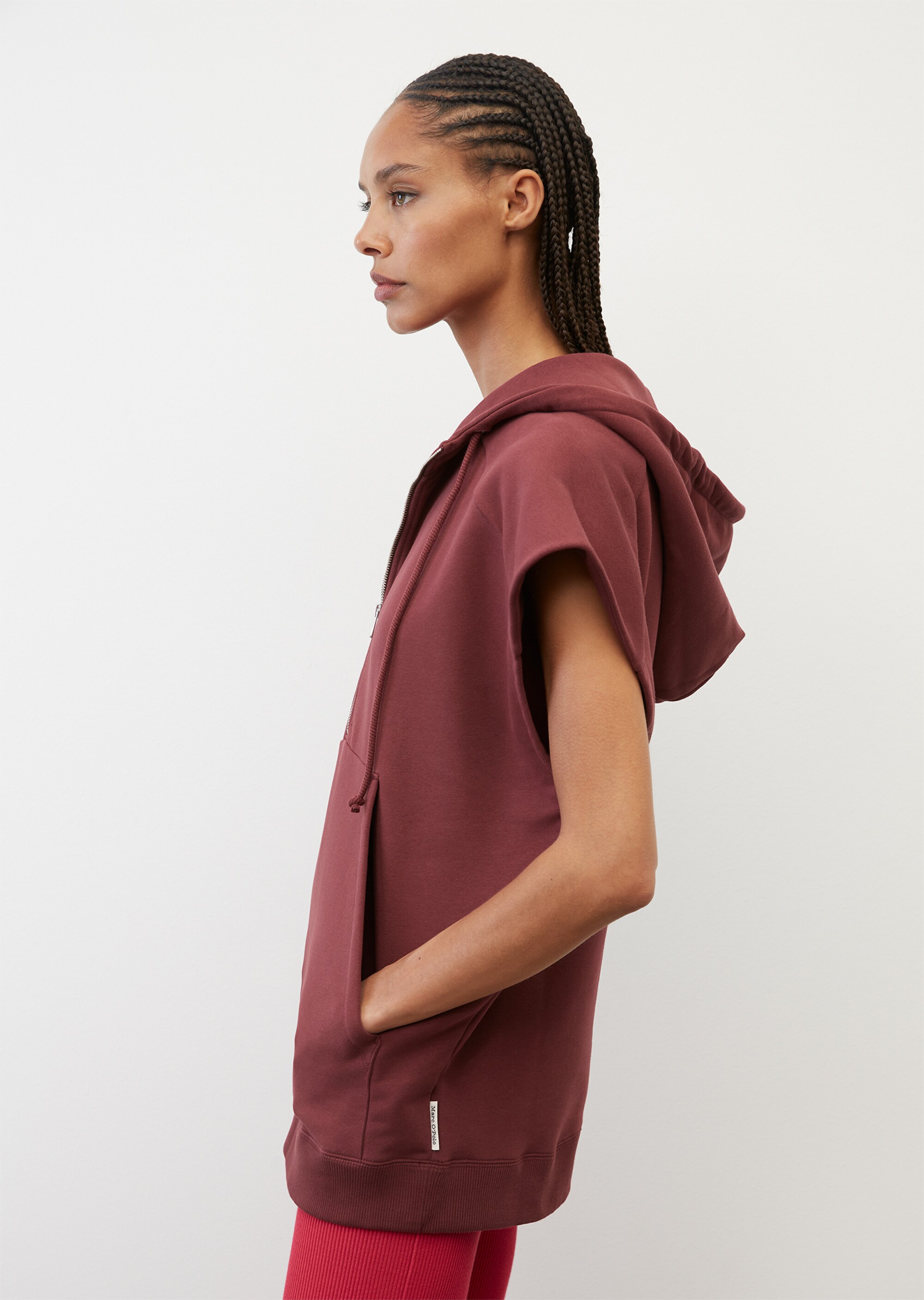 Ärmelloses Oversize-Sweat-Cape mit Zipperaus Organic Cotton-Mix