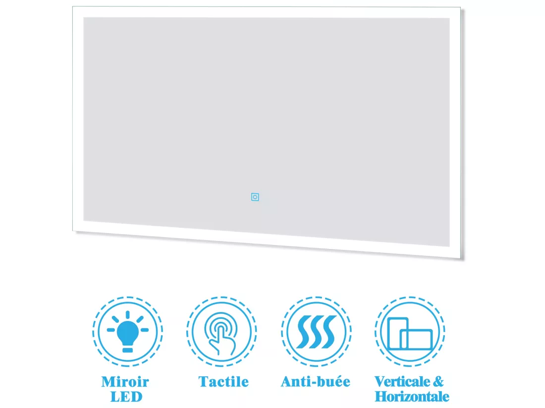 Meuble Salle de Bain 120cm vasque + colonne + miroir lumineux Blanc - Aica