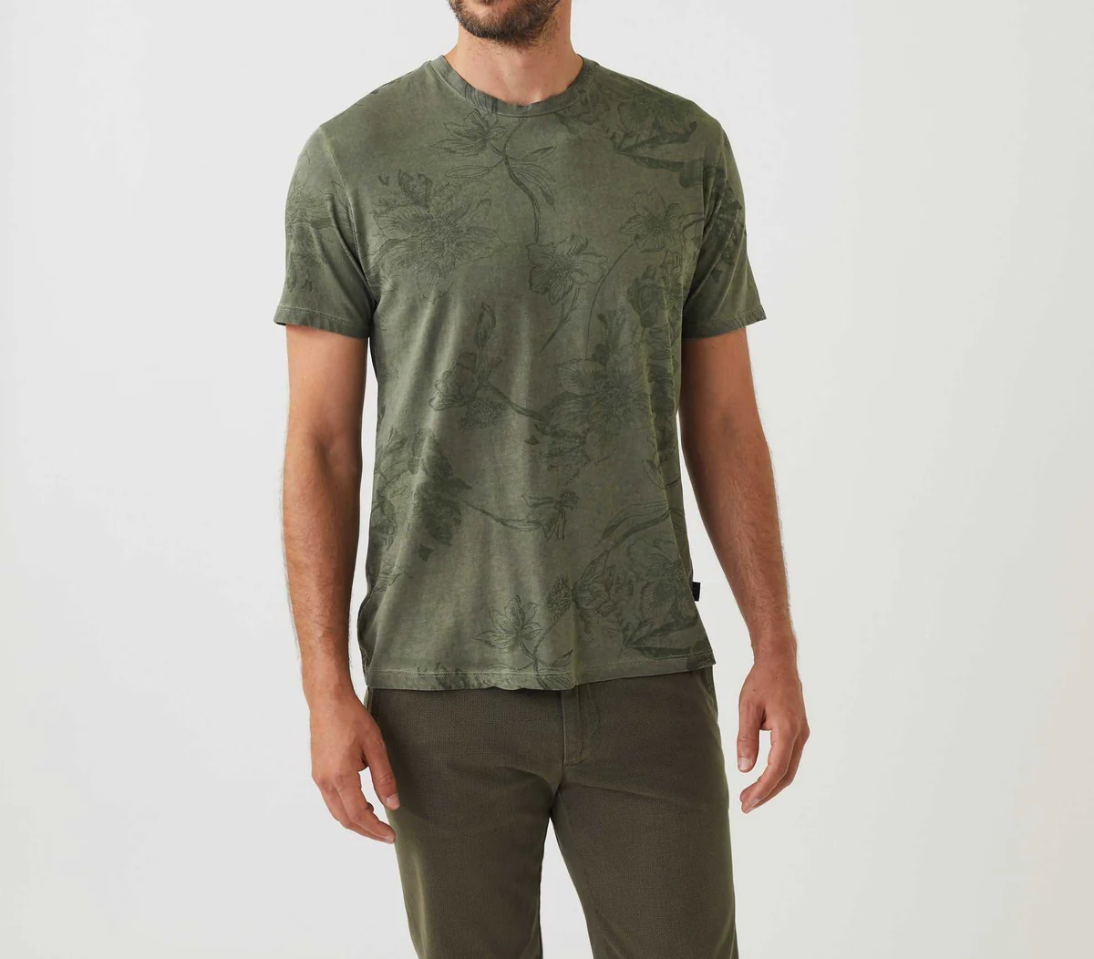 T-shirt à manches courtes col rond kaki 