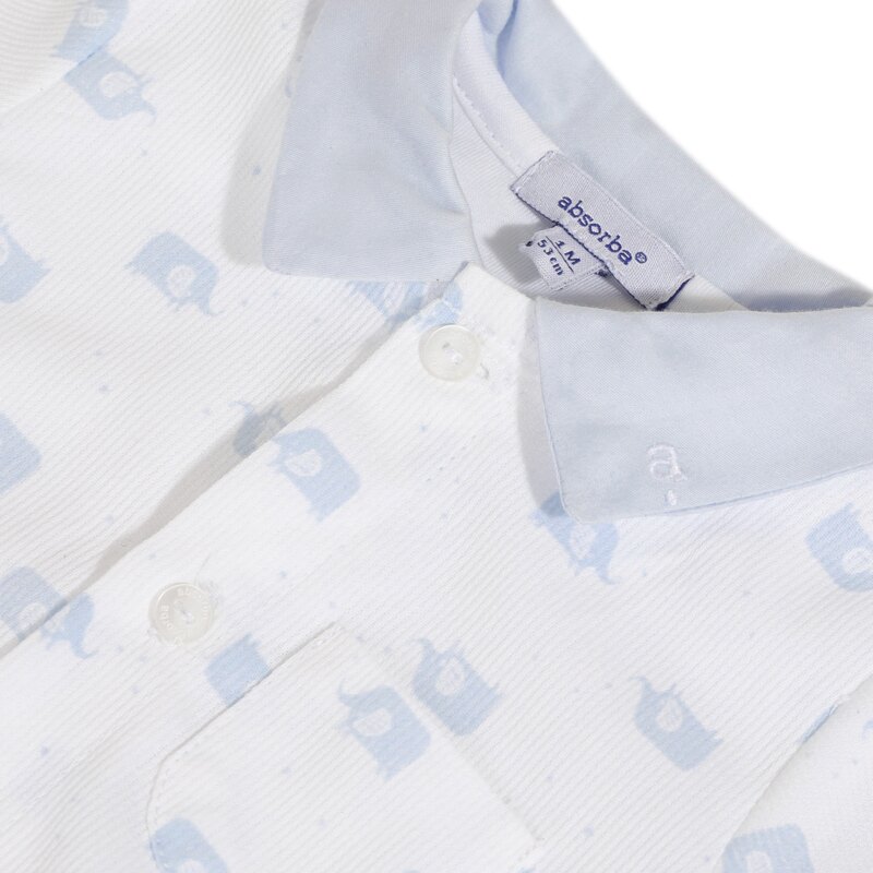 Combi en coton blanche et éléphants naissance Absorba Aucune nuance