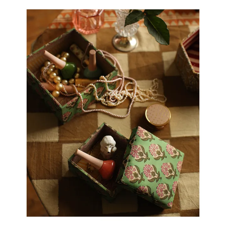 Doing Goods Boîtes carrées Emma en bois et coton - set de 2 | Vert