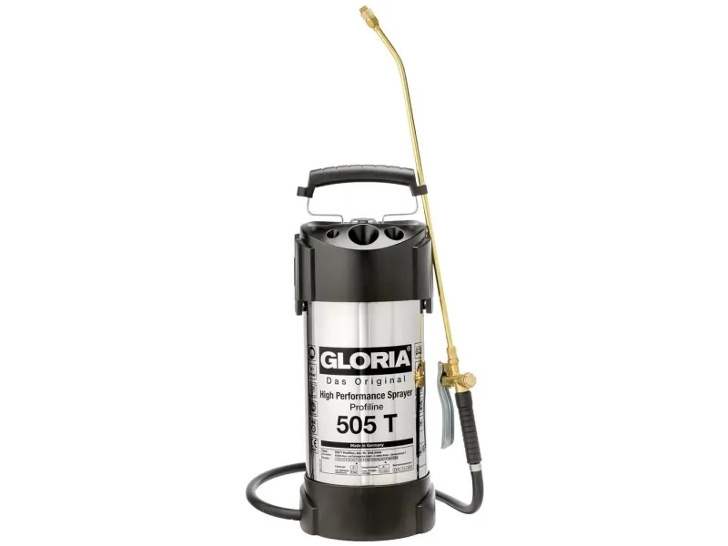 GLORIA 505 T Profiline, Hånd havesprøjte, 5 L, 8 L, Sort, Hvid, Rustfrit stål, Messing