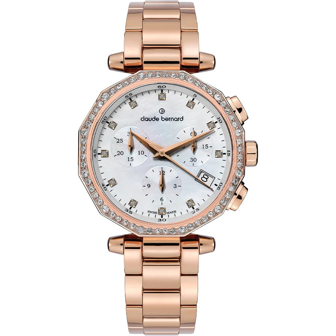 Claude Bernard Dress Code Chronograph Rosé / Perlmutt