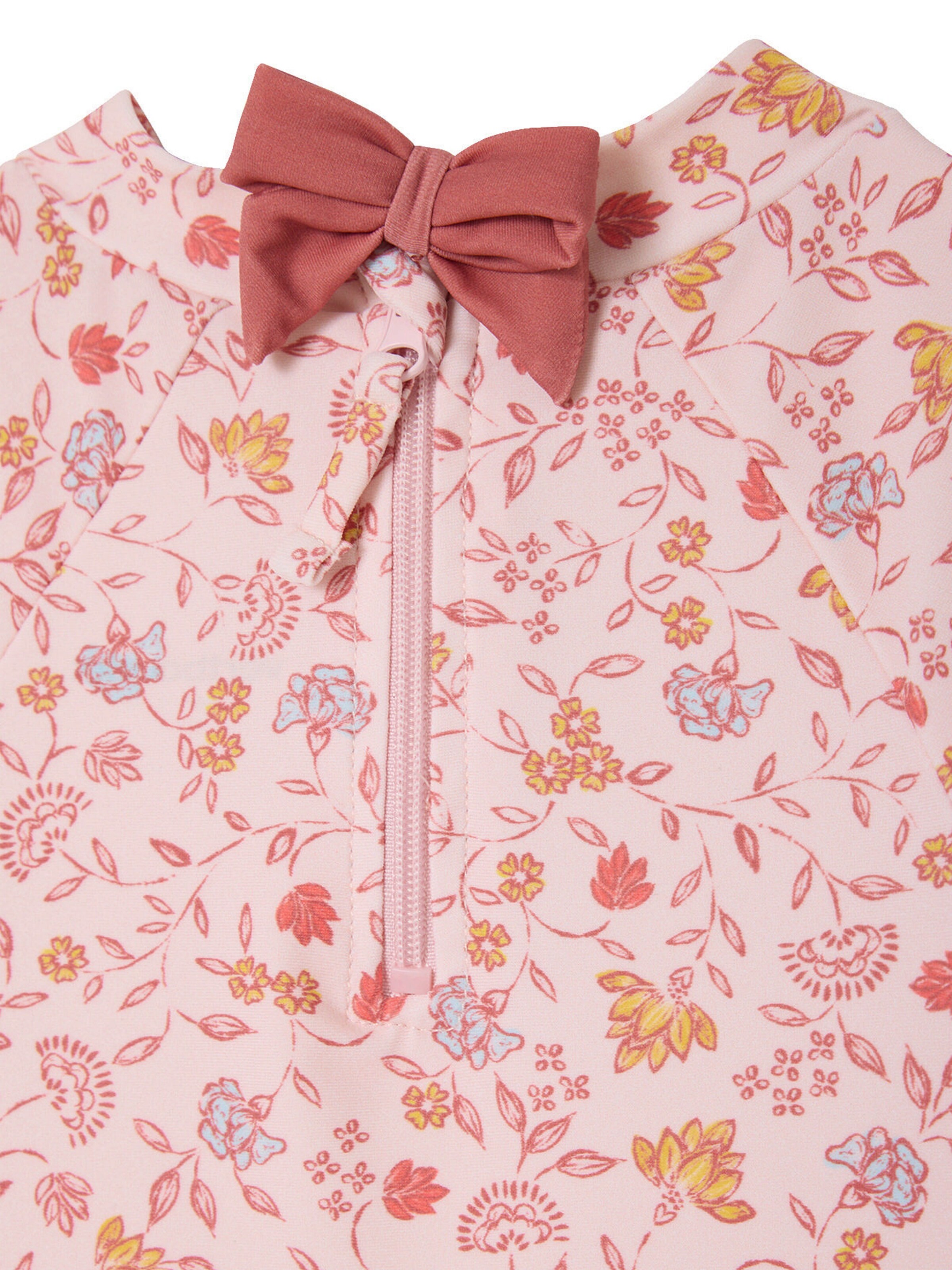 Vertbaudet Mädchen Baby Badeanzug mit langen Ärmeln, Blumenprint hellrosa