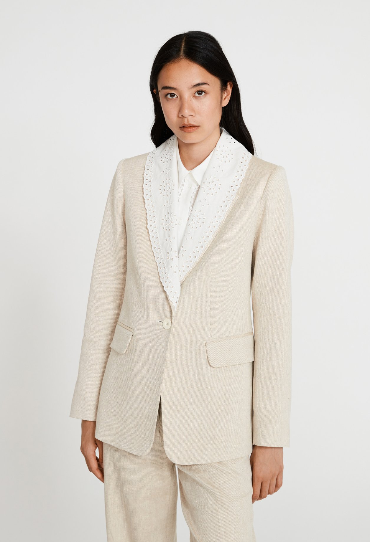 Veste beige tailleur &agrave; col