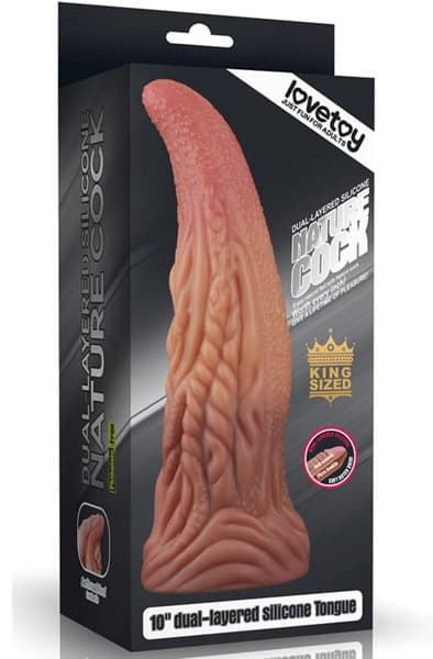 Dual Layered Platinum Silicone Tongue 25cm Dildo
