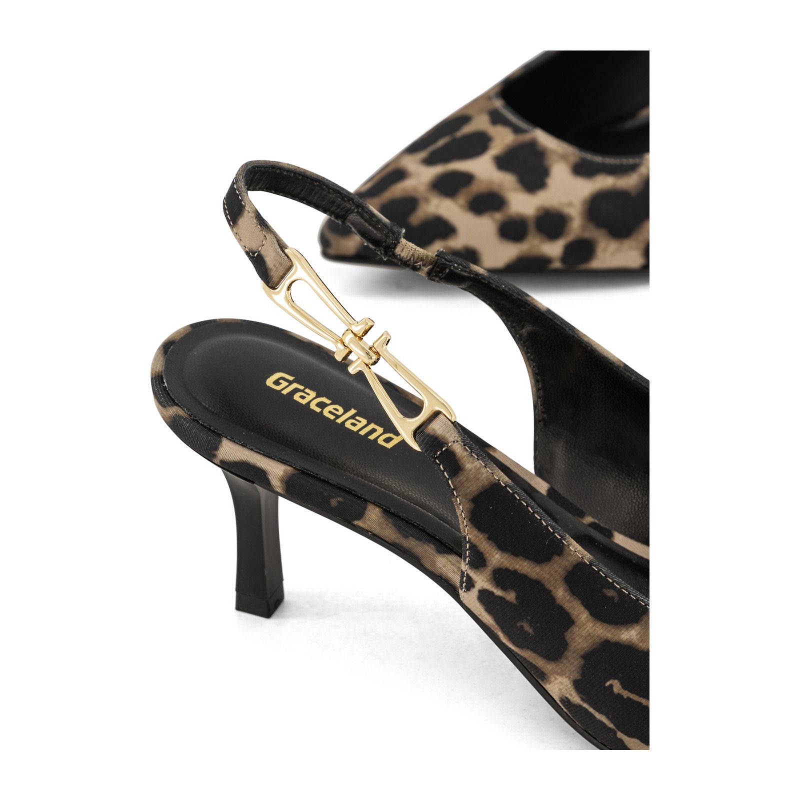 Graceland slingback pumps met panterprint bruin
