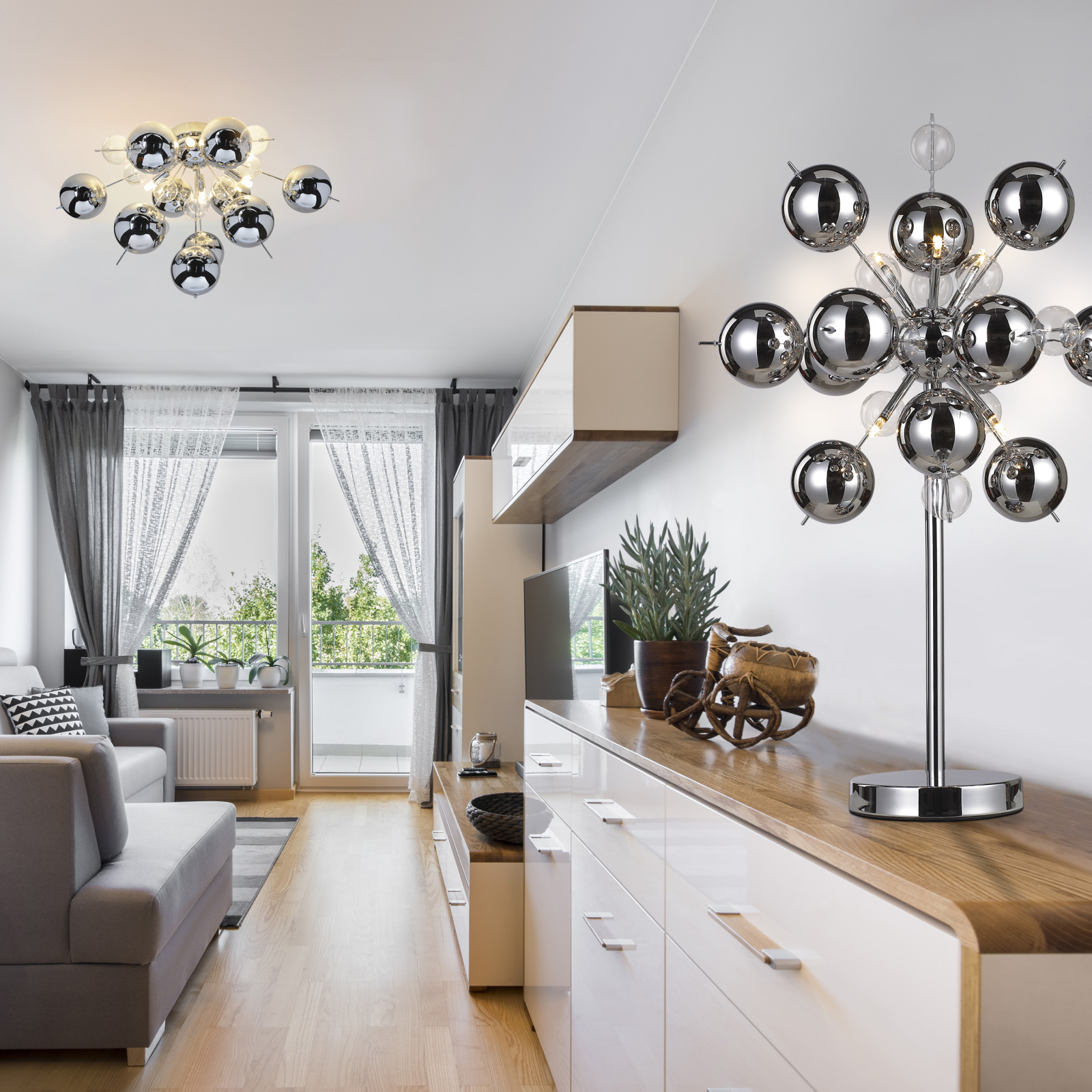 Tischleuchte EXPLOSION - chrome - 73 cm