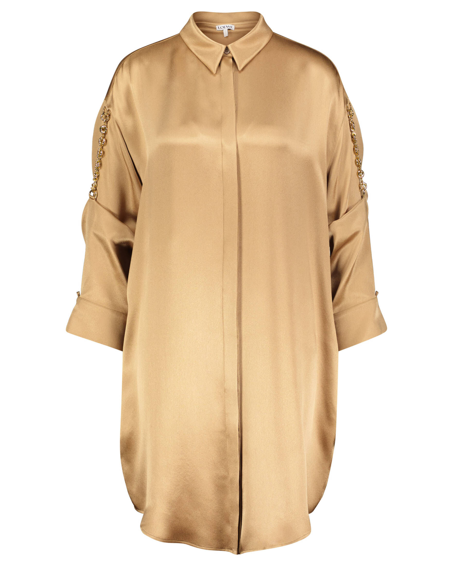 Loewe| Damen Hemdblusenkleid mit Kettendetail aus Seidensatin