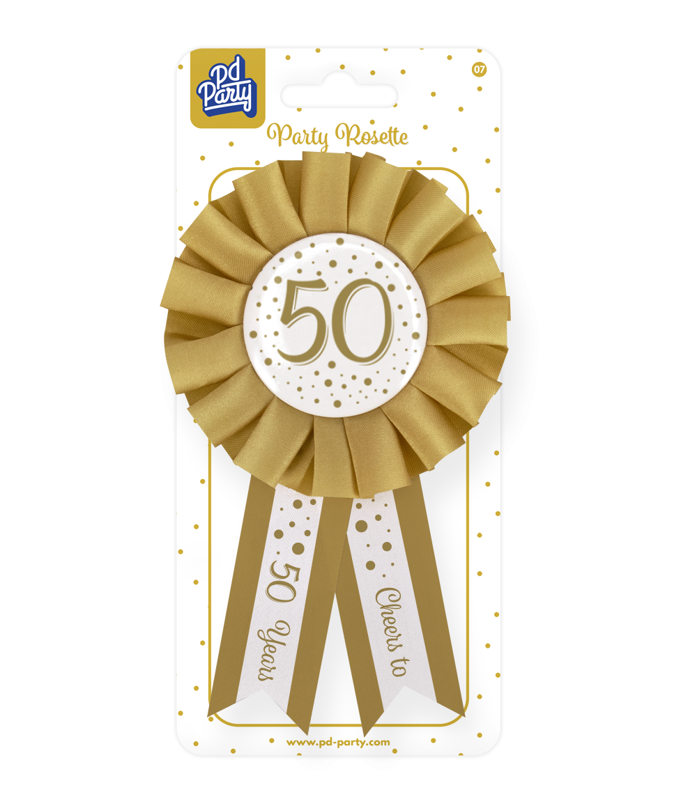 Rozet 50 Jaar Goud Wit 14cm