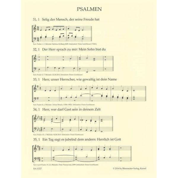Bärenreiter Intonationen Zum Gotteslob