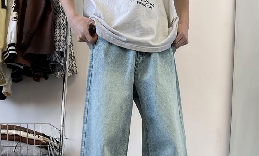 emeisa - Gewassen jeans met middelhoge taille en wijde pijpen