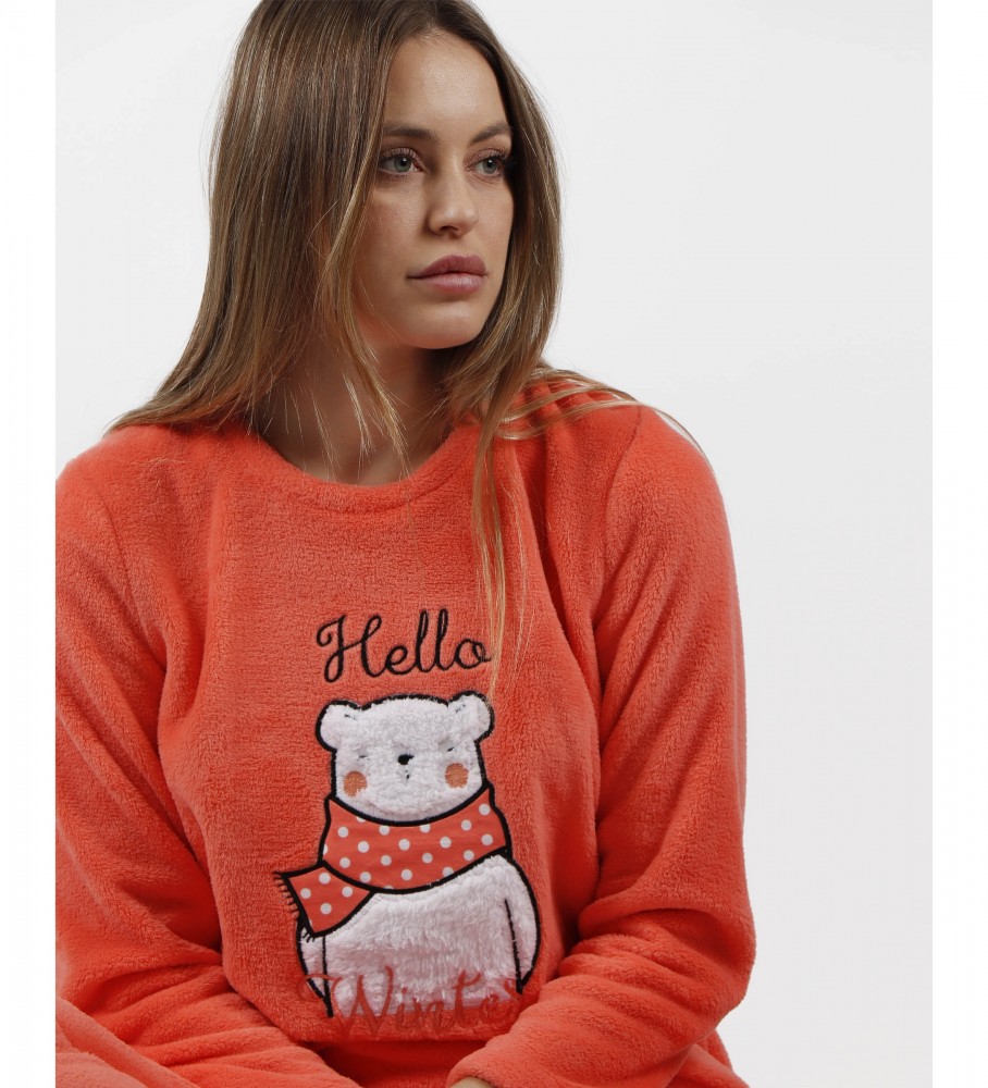 Admas Olá Inverno Pijama Laranja