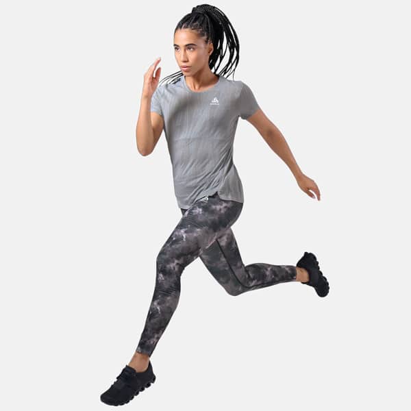 T-shirt running ODLO MC ZEROWEIGHT ENGINEERED CHILL-TEC S/S CREW NECK W STONE GREY MELANGE