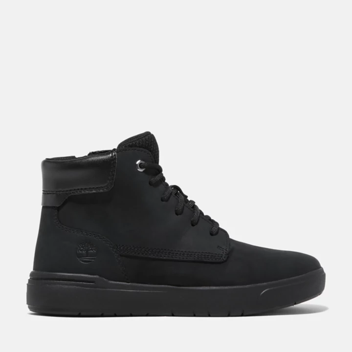 Bota infantil Seneca Bay de 15 cm com zíper lateral, na cor preta.