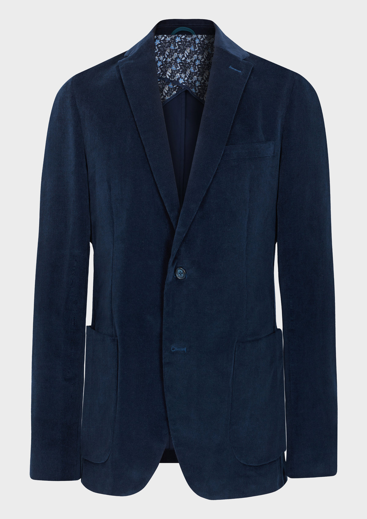 Veste coordonnable Regular en velours côtelé uni bleu marine