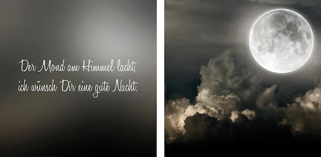 queence Leinwandbild »Mond« Himmel | Himmelsbilder | Kunst | Modern | Schriftzug | Schriftzüge | Spa | Spa Bilder | Sprüche | Sprüche & Texte | Wolken Set,  Premium-Leinwandstoff, Handarbeit aus Deutschland, Spruch, 2er Set