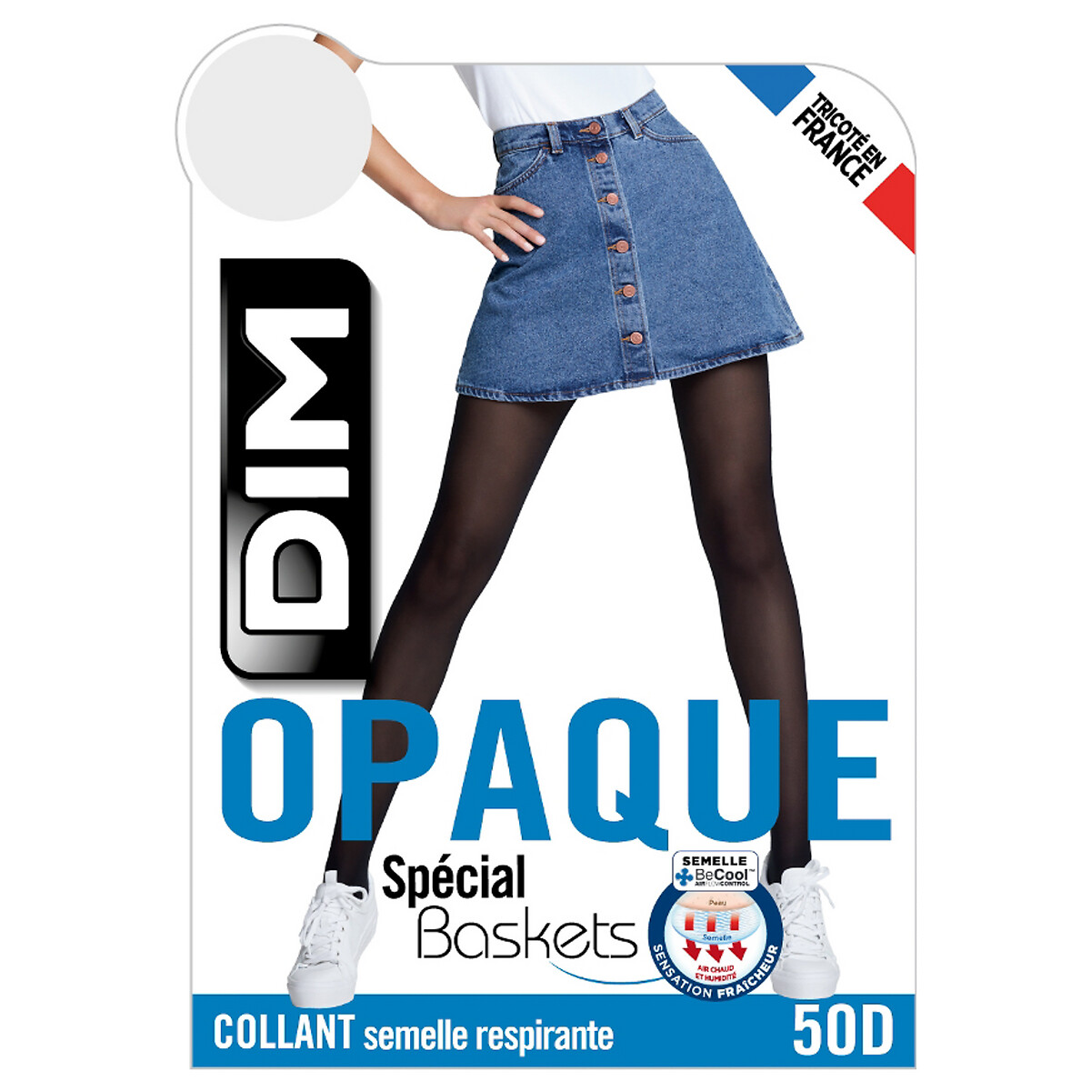 Meias-calças opacas, tênis especiais