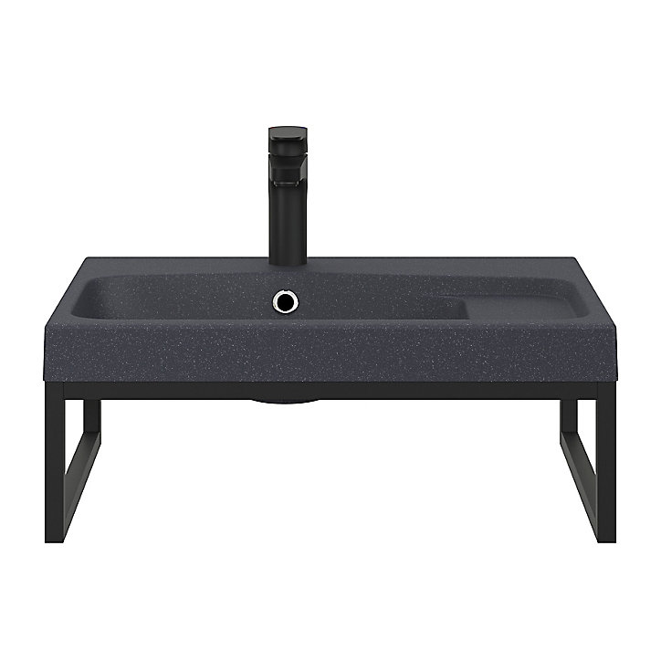 Équerre porte-serviettes pour vasque GoodHome Duala métal noir 60 cm + Plan vasque noir GoodHome Mila 60 cm