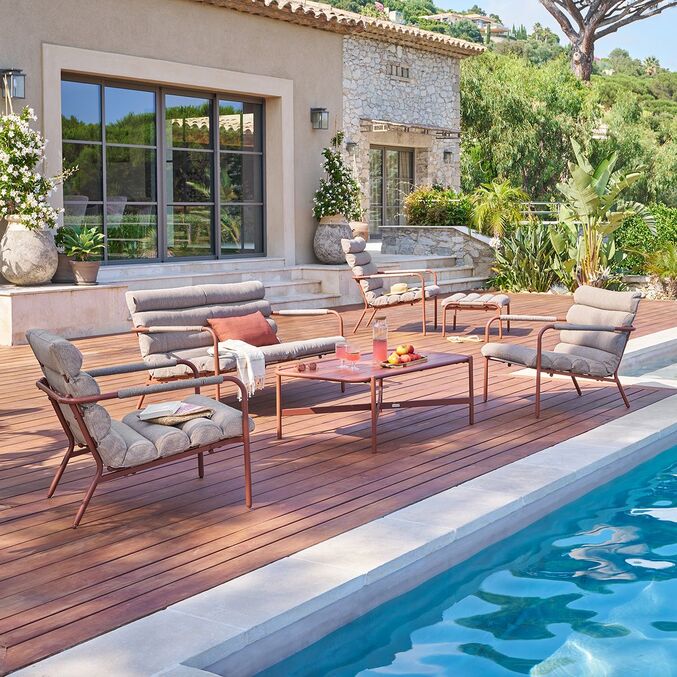 Salon de jardin SOLANI Acajou