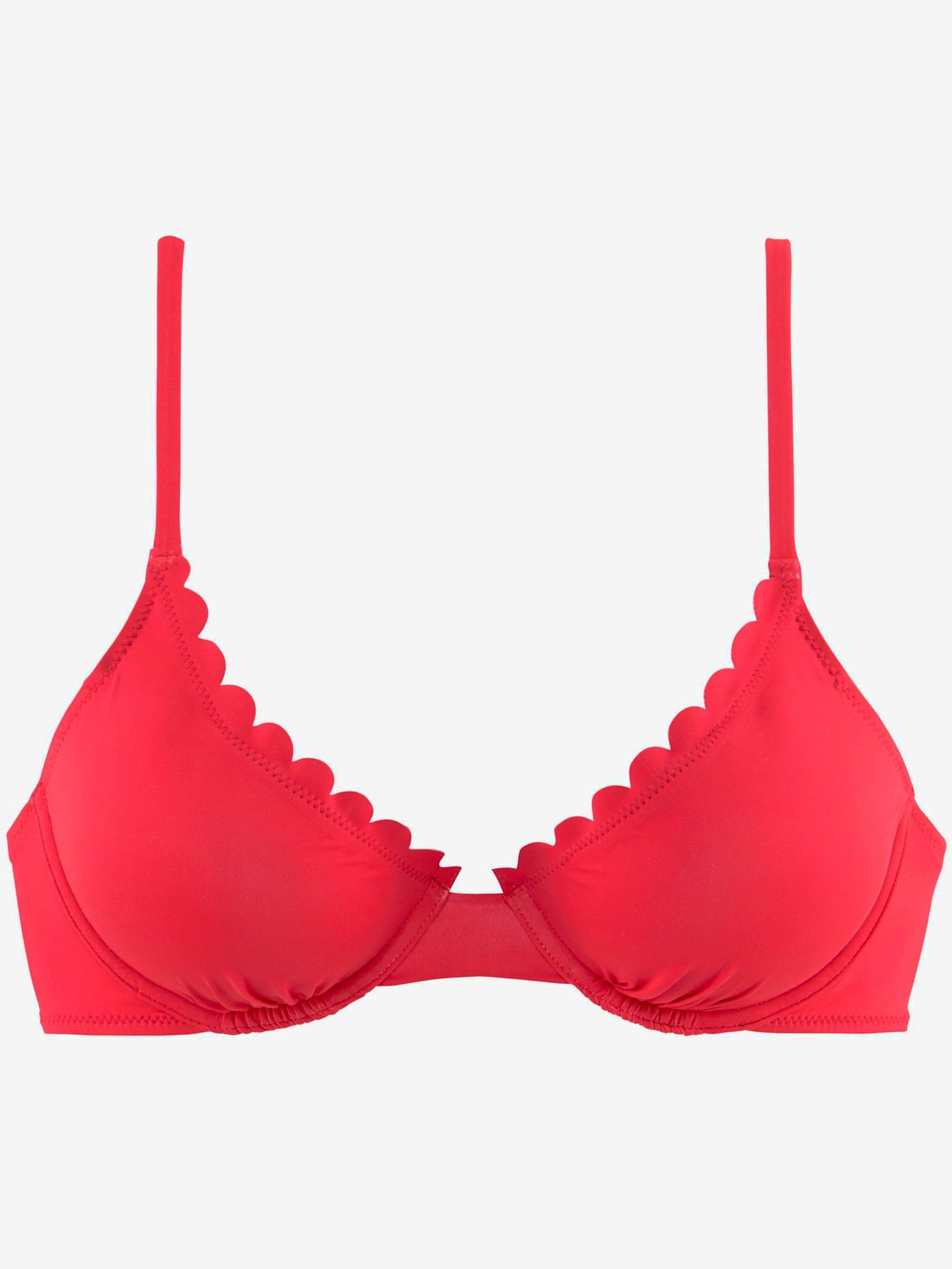 Haut de maillot de bain à armatures bords ondulés au laser