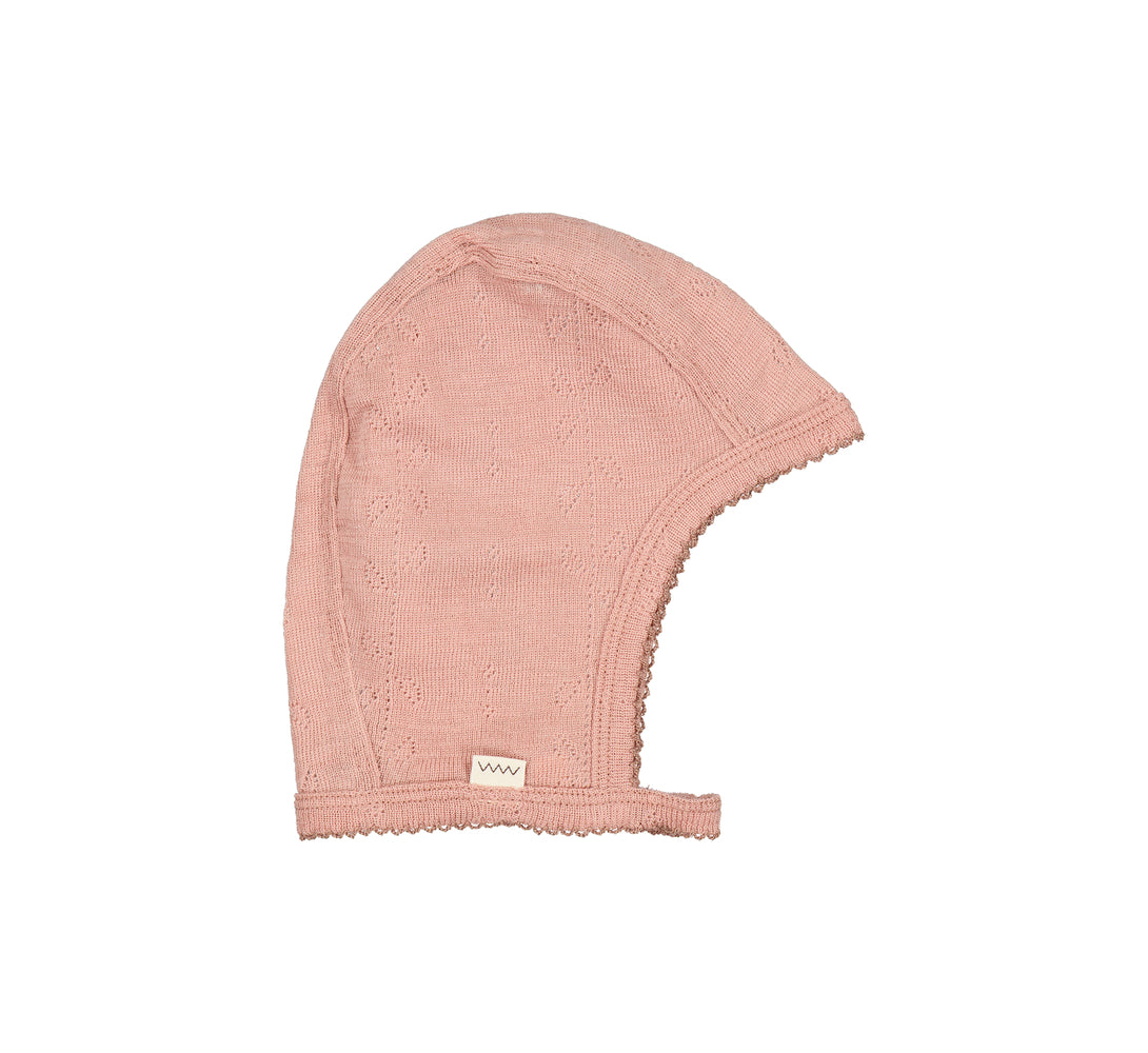 Hoody, Uld Pointelle Hue - Burnt Rose