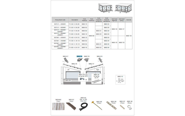 Fiamma Montagekit Fast Clip rechts Frontblende für Markisenzelt Privacy Room F80L - Fiamma Ersatzteilnummer 98660-135
