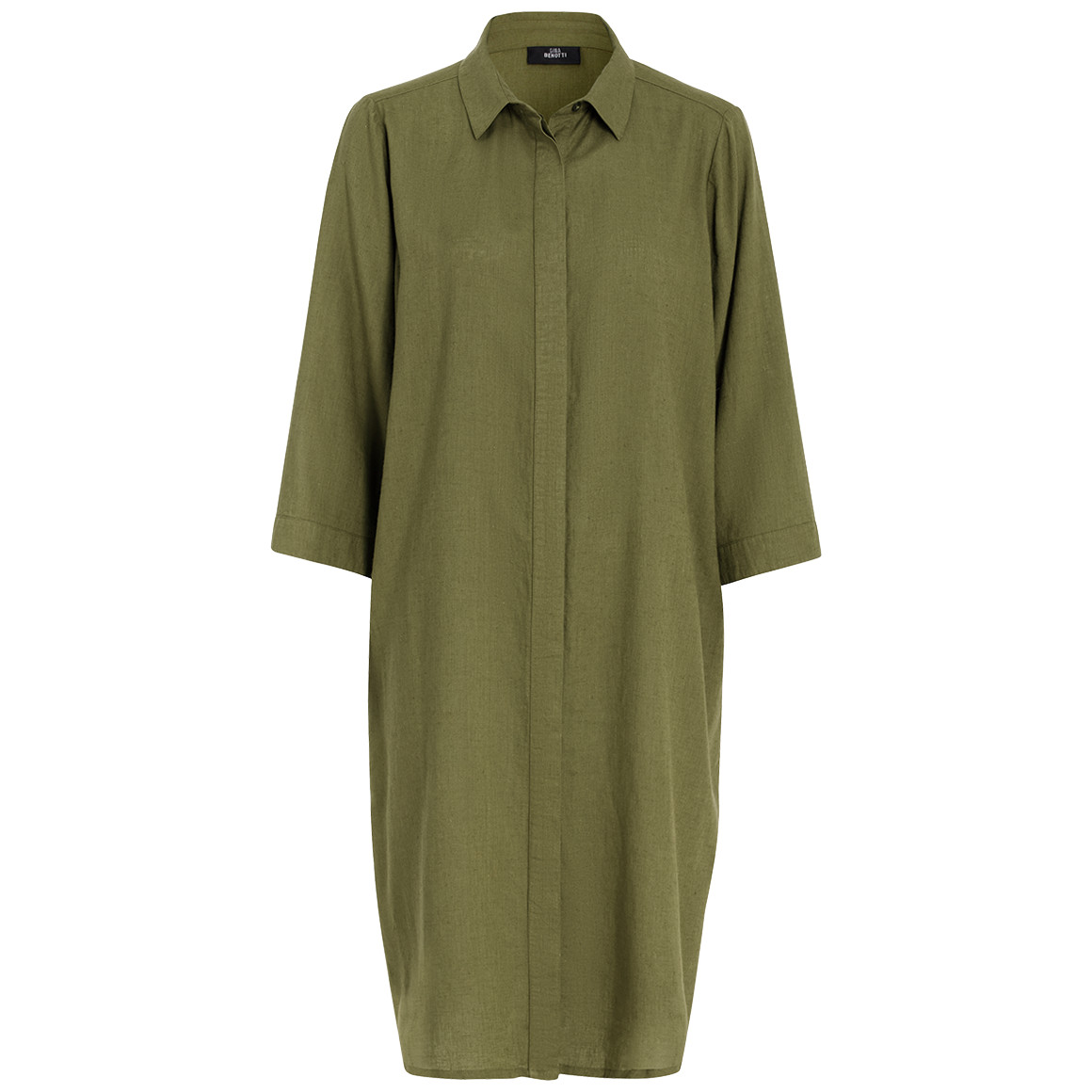 Gina Benotti Damen Leinen-Blusenkleid mit Kragen oliv