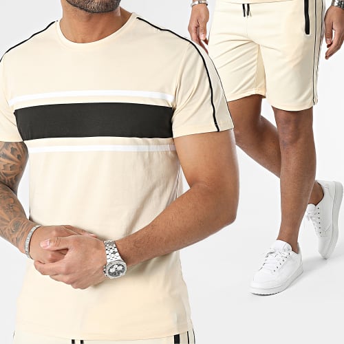 Ensemble Tee Shirt Et Short Jogging E384 Beige