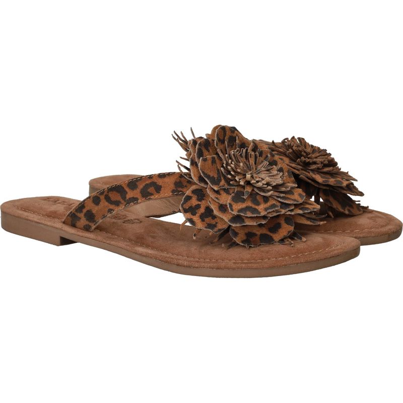 Lazamani Nomi Flower Slippers Bruin Dames