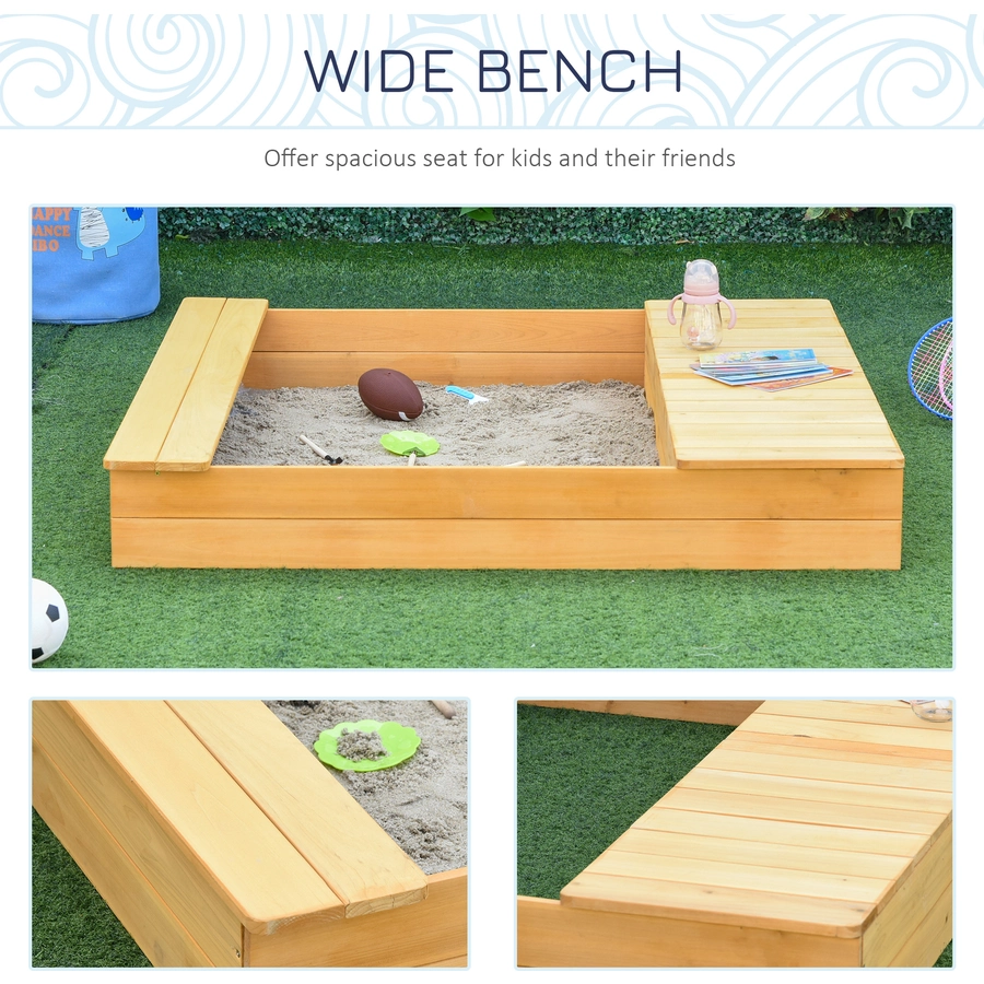Outsunny Sandkiste mit Bank und Aufbewahrungsfächern naur, blau