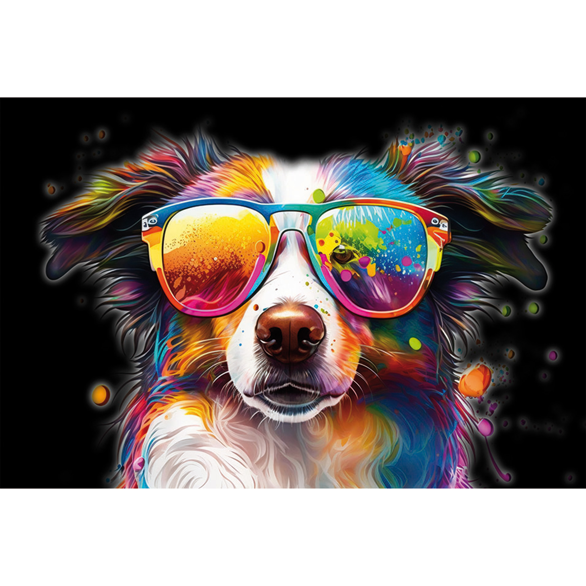 Keilrahmenbild BUNTER HUND - 90x60 cm