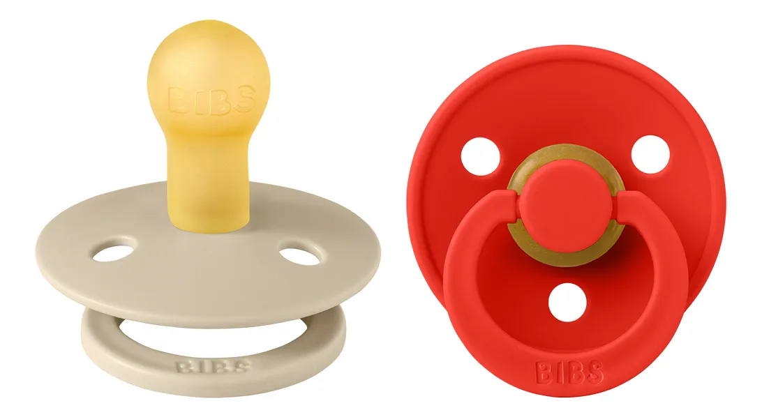 BIBS Colour Latex Rund Vanilla/Candy Apple 2 pak - Flere størrelser