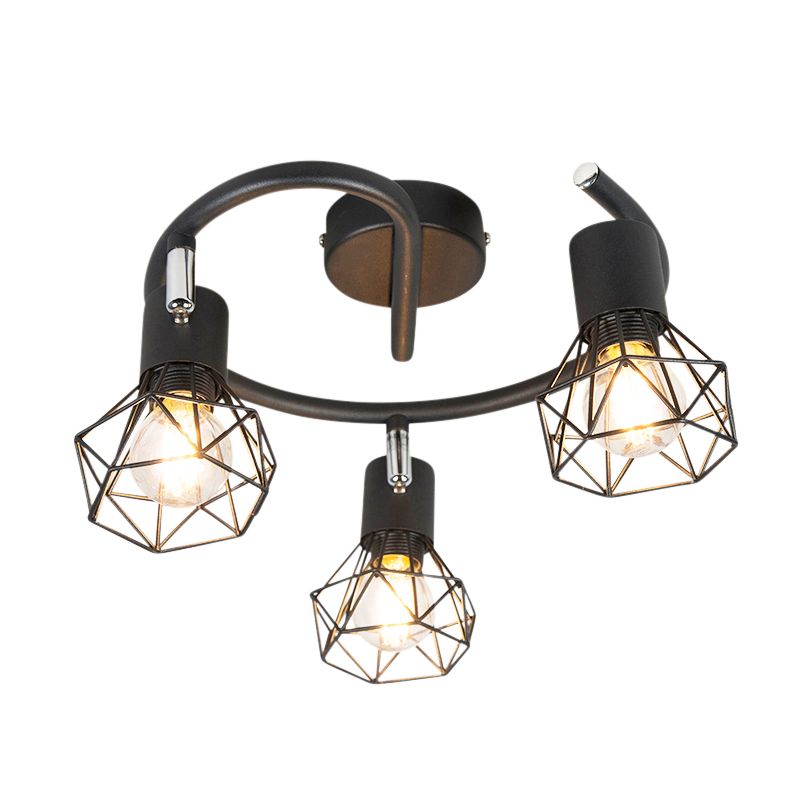 Art deco spot zwart draai- en kantelbaar 3-lichts - Mosh