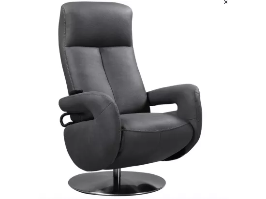 Fauteuil de relaxation électrique 2 moteurs en cuir avec têtière réglable Balbo-Couleur Beige