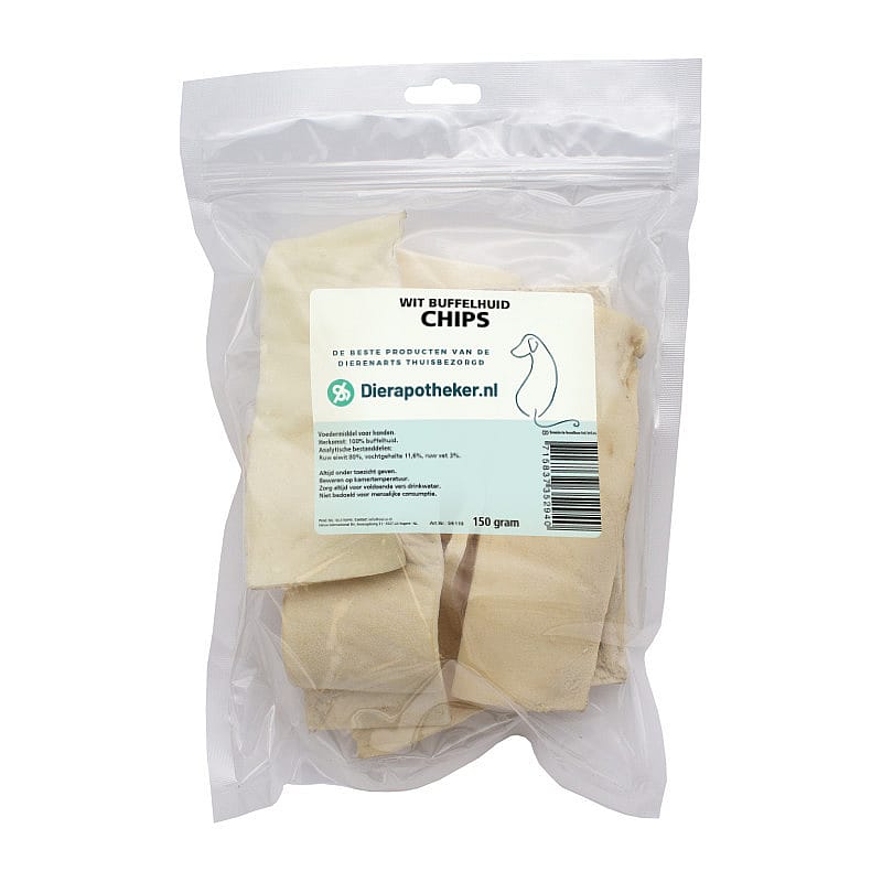 Wit Buffelhuid Chips Dierenartsenpraktijk Horst 200 gram zakje