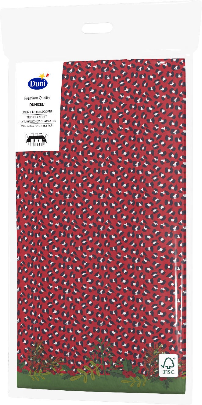 Duni tafelkleed Wild Xmas rood 220 x 138 cm