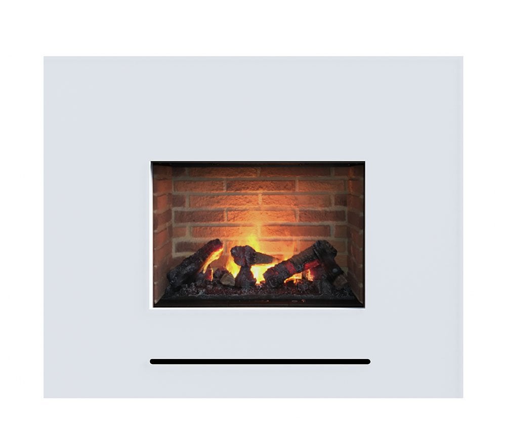 GLOW FIRE Elektrische haard 'Lessing' | Waterdamphaard met verwarming en witte stenen achterwand, vrijstaand | HxBxD: 90x110x35 cm