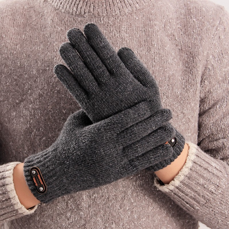 (1 Paar) Herren Strick Handschuhe Warme Winter Handschuhe (One Size) - Grau