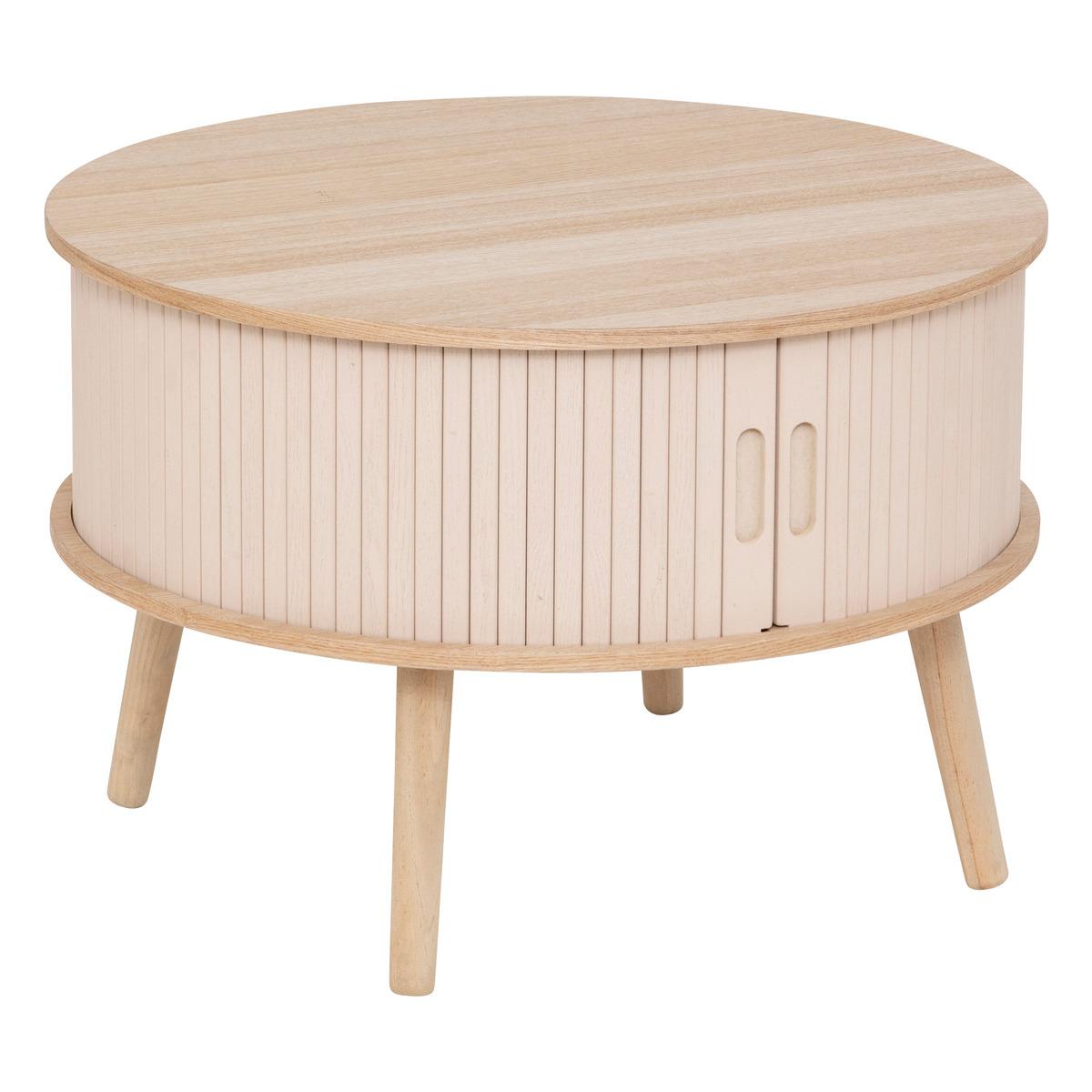 TABLE BASSE 2 PORTES NYSOS BEIGE D.60X60X40.7CM