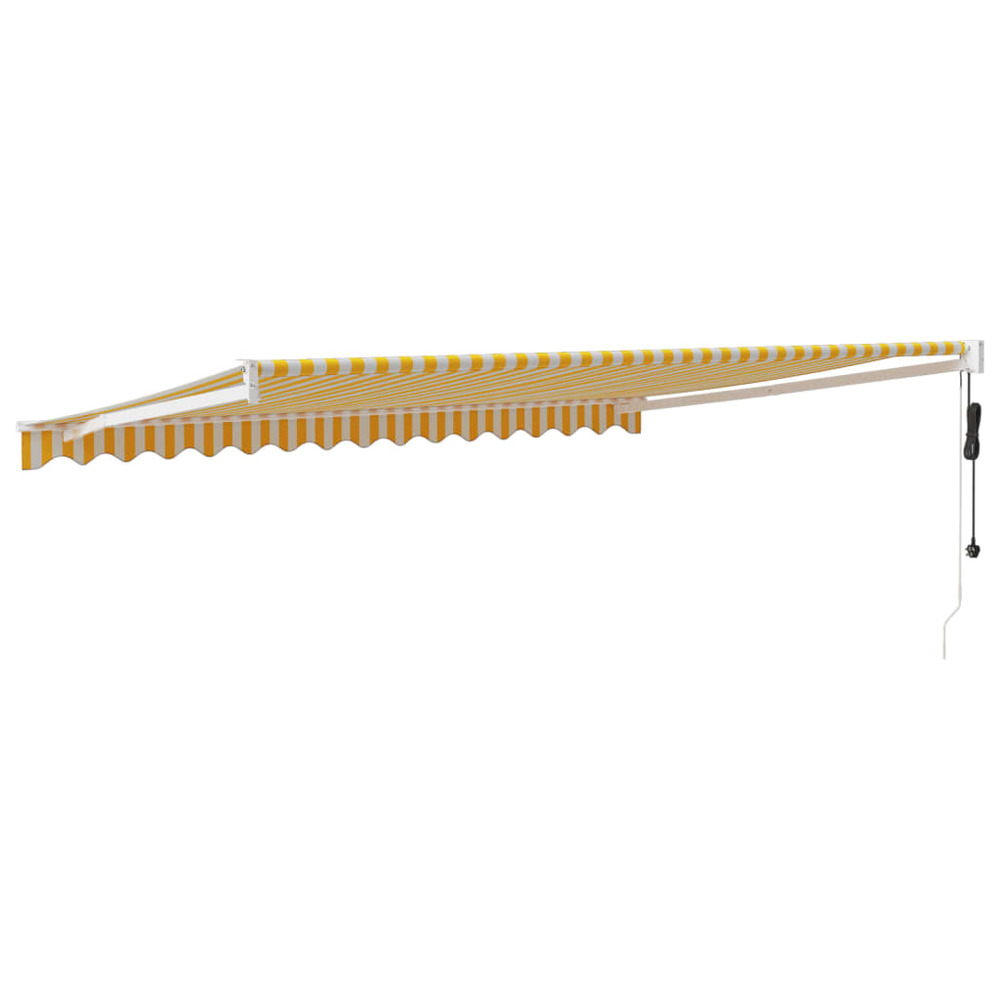 Auvent rétractable automatique jaune et blanc 4,5x3 m