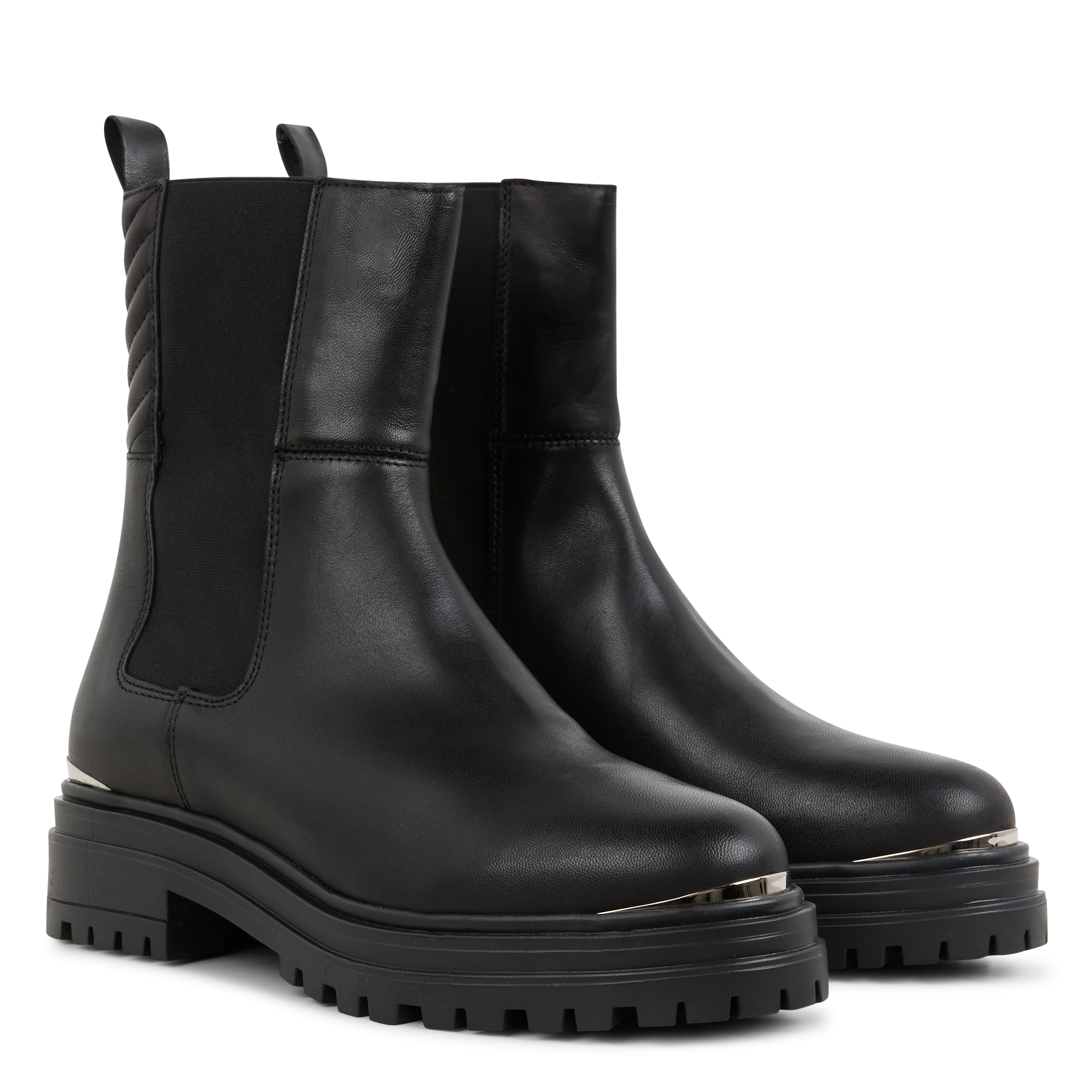 Bottines Chelsea crantées en cuir| Noir