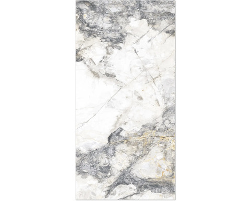 Porseleinen wand- en vloertegel Marmer Riva goud 60 x 120 x 0,9 cm glanzend gerectificeerd