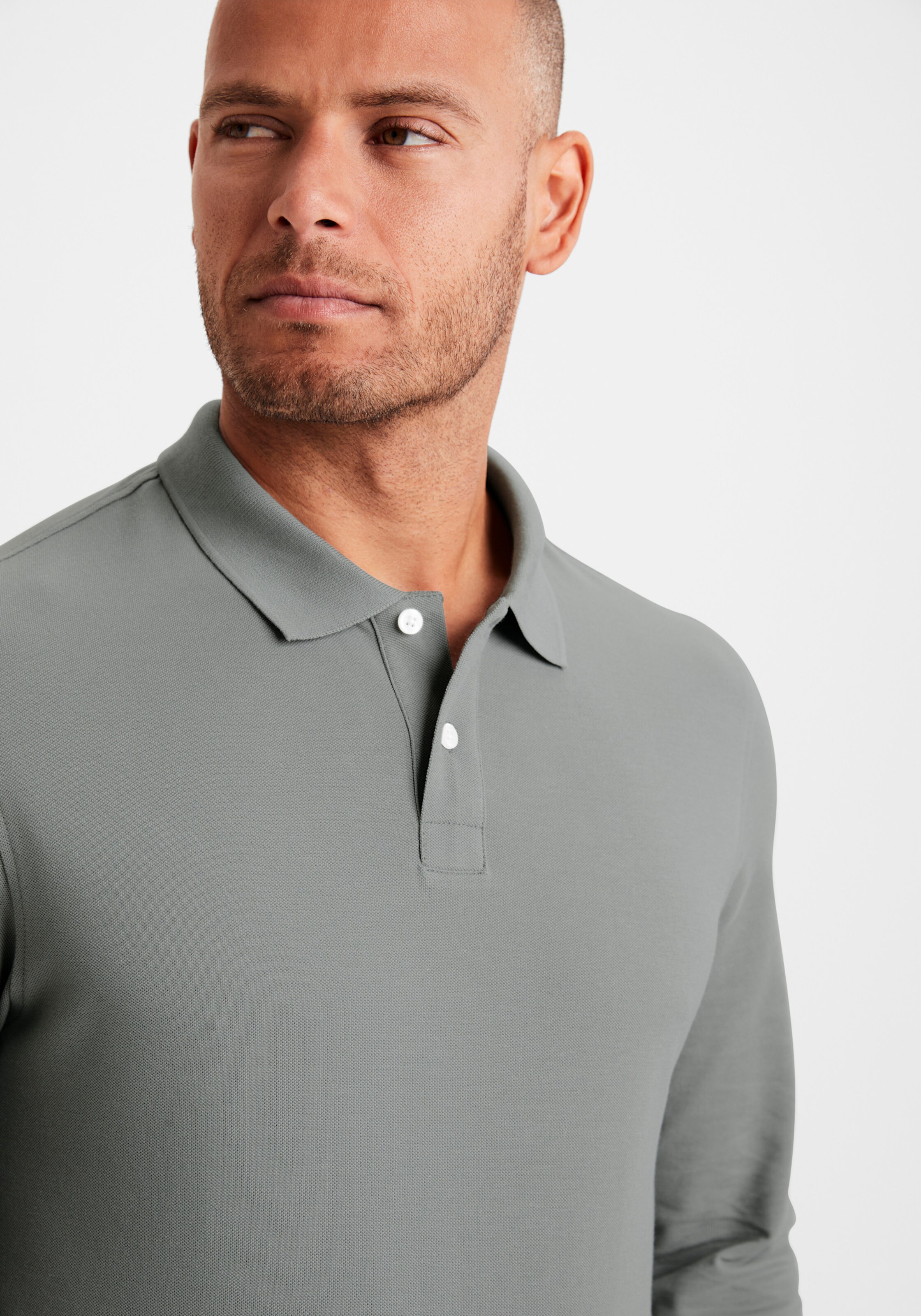 Beachtime Langarm-Poloshirt in grau